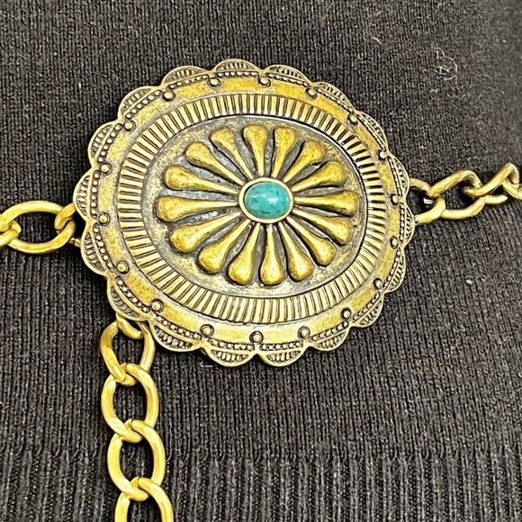 Vintage Antique Brass Tone Concho Belt - Picture 5 of 10